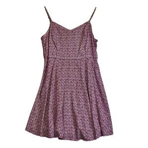 Old Navy Purple White Sleeveless Geometric Print Smocked Stretch Dress Size XXL